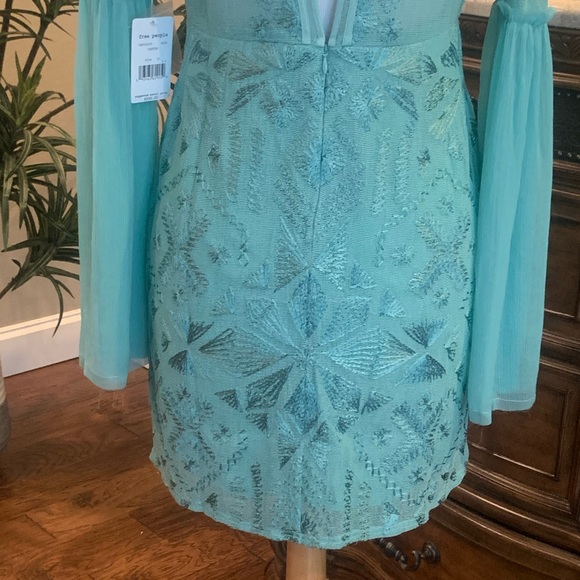 NWT $300 Free People Cleo Mini Dress Canton Size 10 Green Cocktail Open Back - Picture 16 of 16